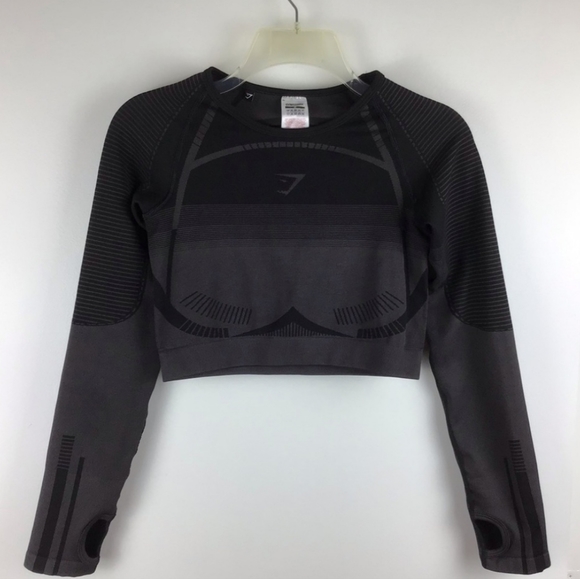 GYMSHARK Geo Seamless Long Sleeve Crop Top - Picture 3 of 7